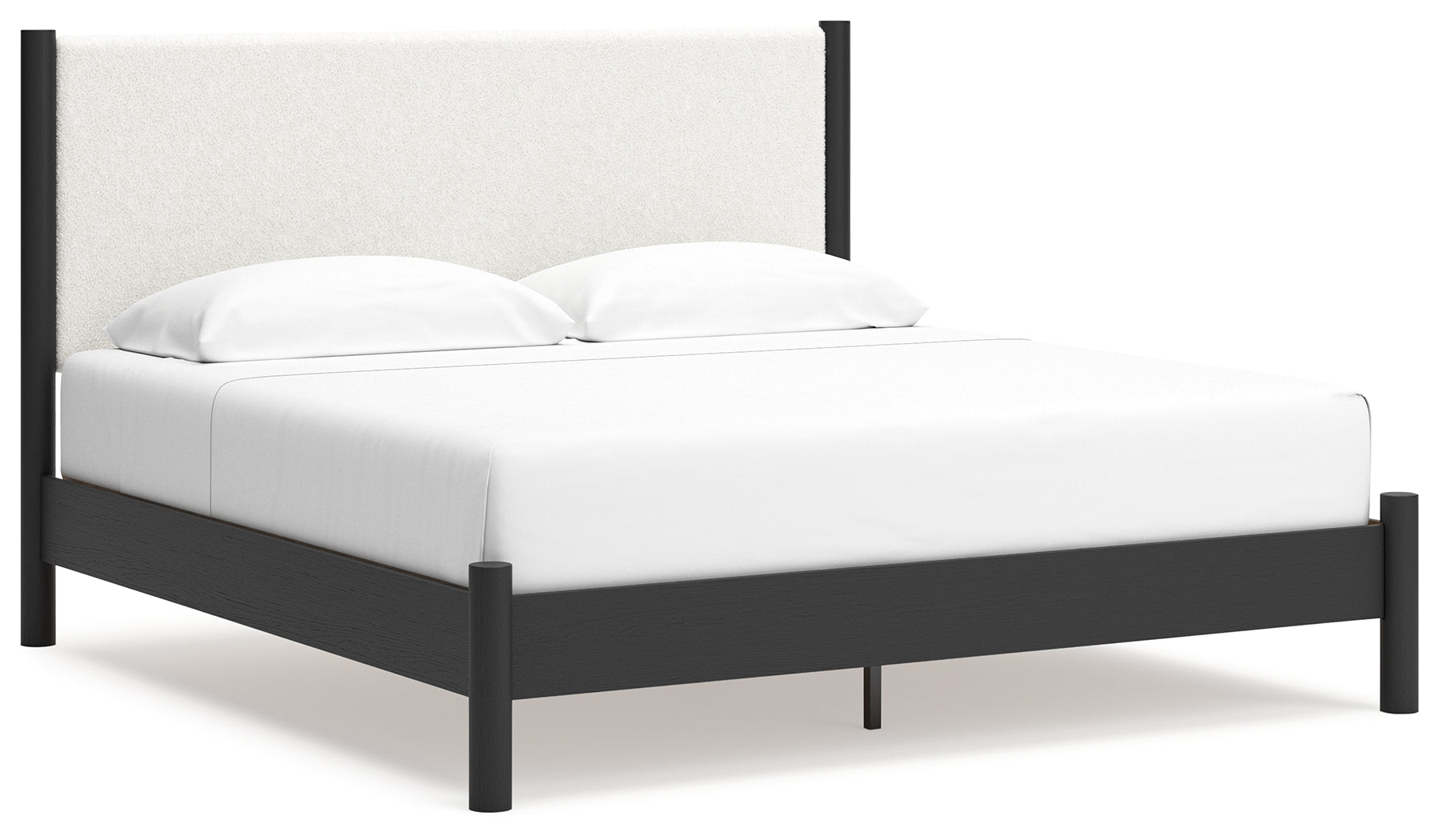 Cadmori King Upholstered Panel Bed, Dresser and Mirror