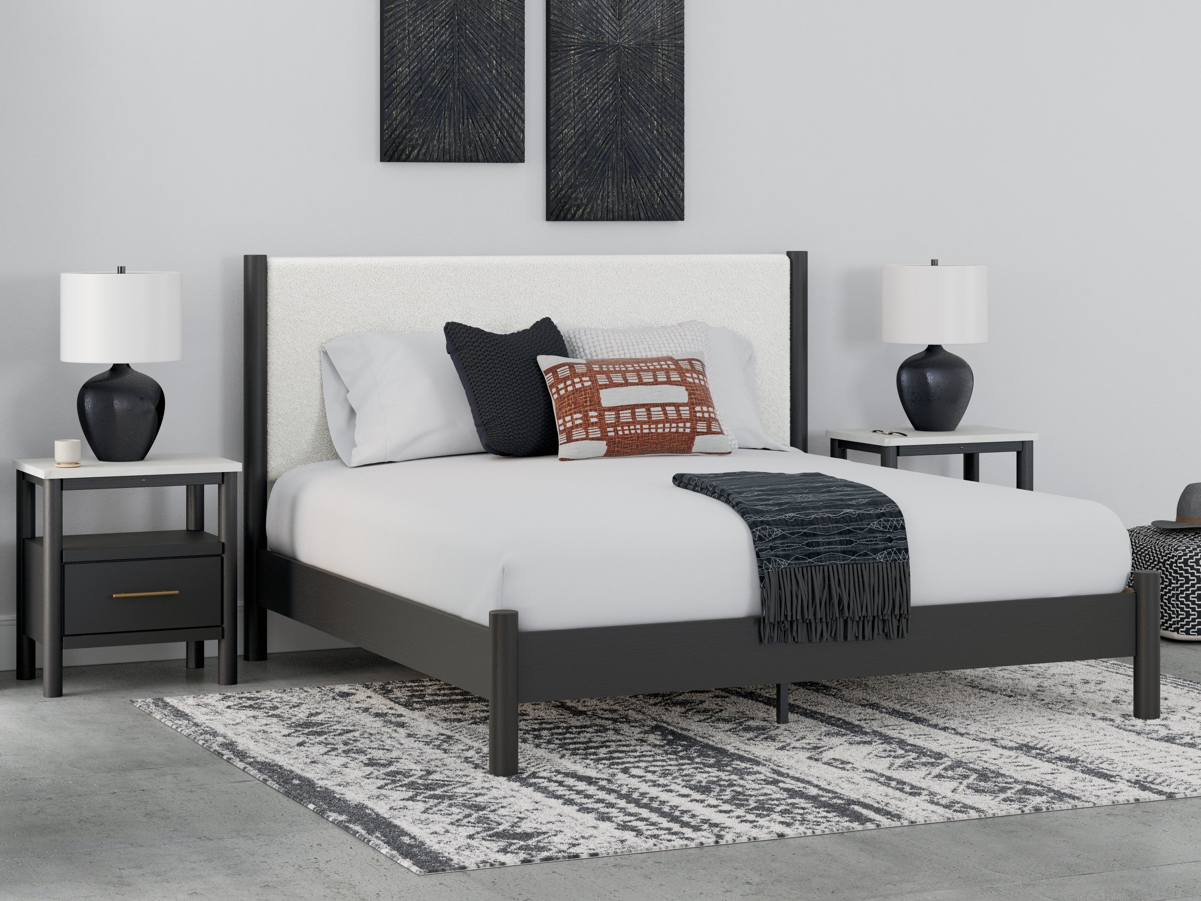 Cadmori King Upholstered Panel Bed - MyWaynesHome #