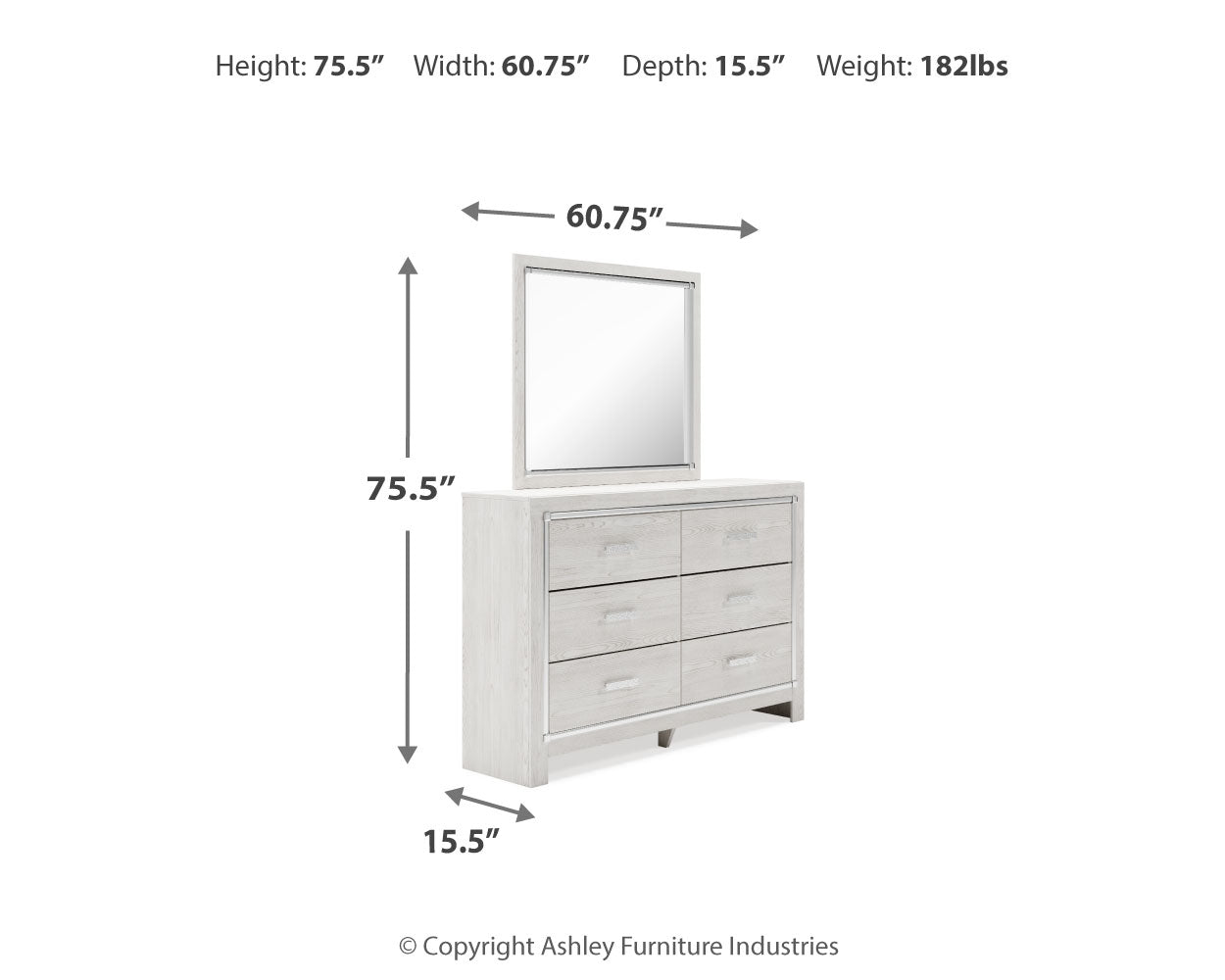 Altyra Queen Upholstered Panel Bed, Dresser, Mirror, and Nightstand