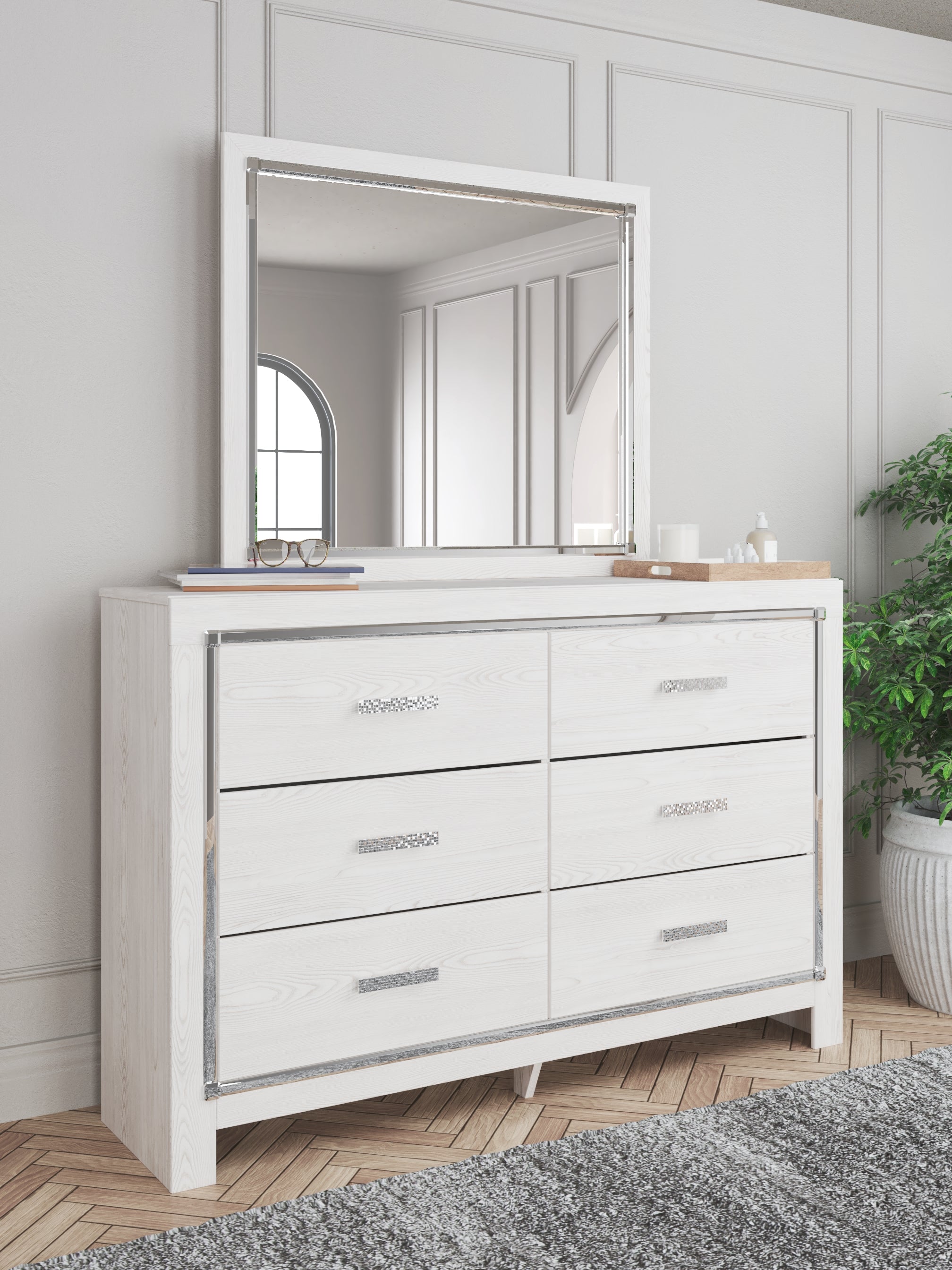Altyra Queen Panel Storage Bed, Dresser, Mirror and 2 Nightstands