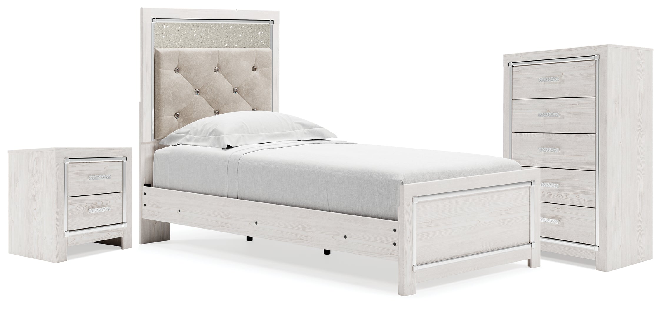 Altyra Twin Panel Bed, Chest and Nightstand