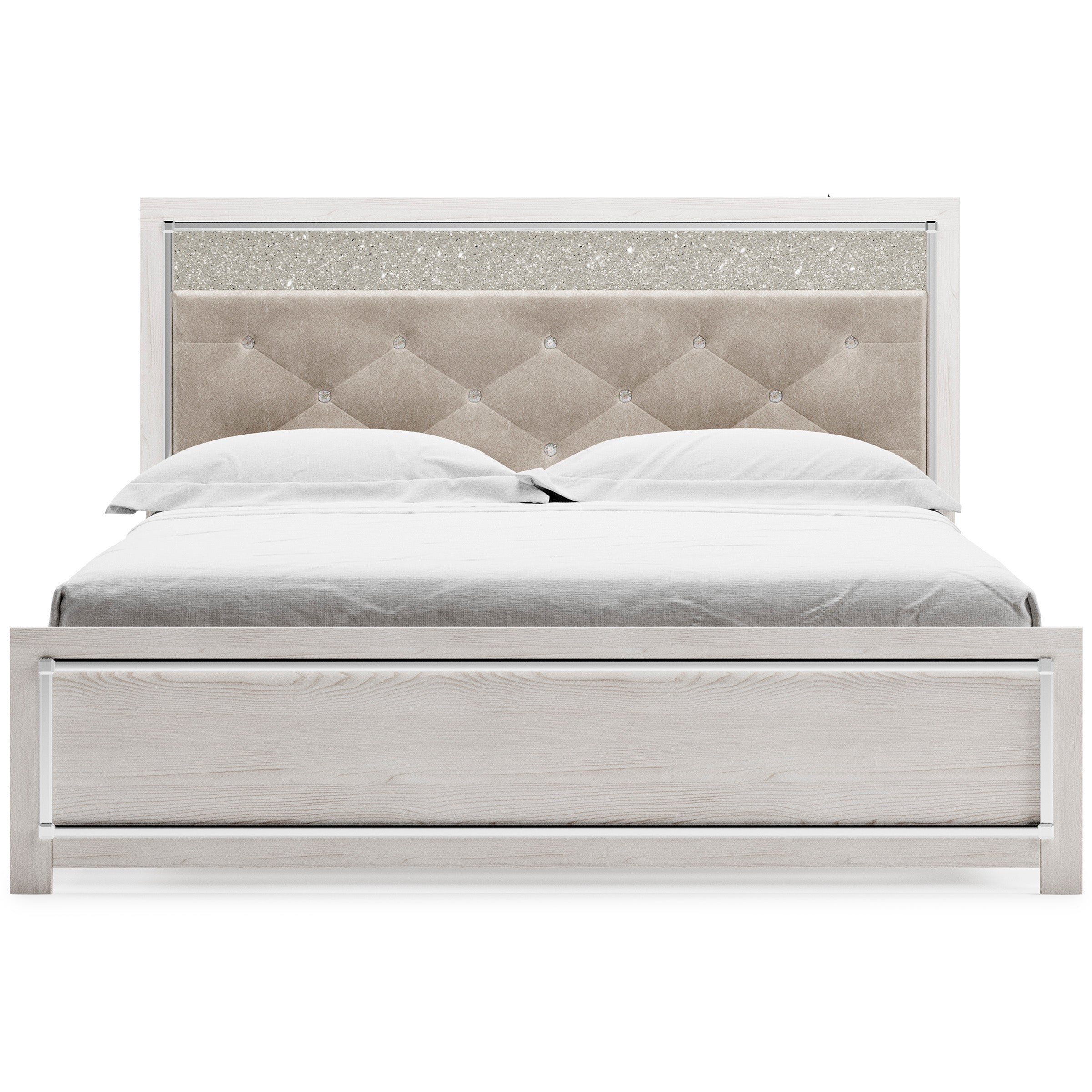 Altyra White LED Upholstered Panel Bedroom Set - MyWaynesHome #