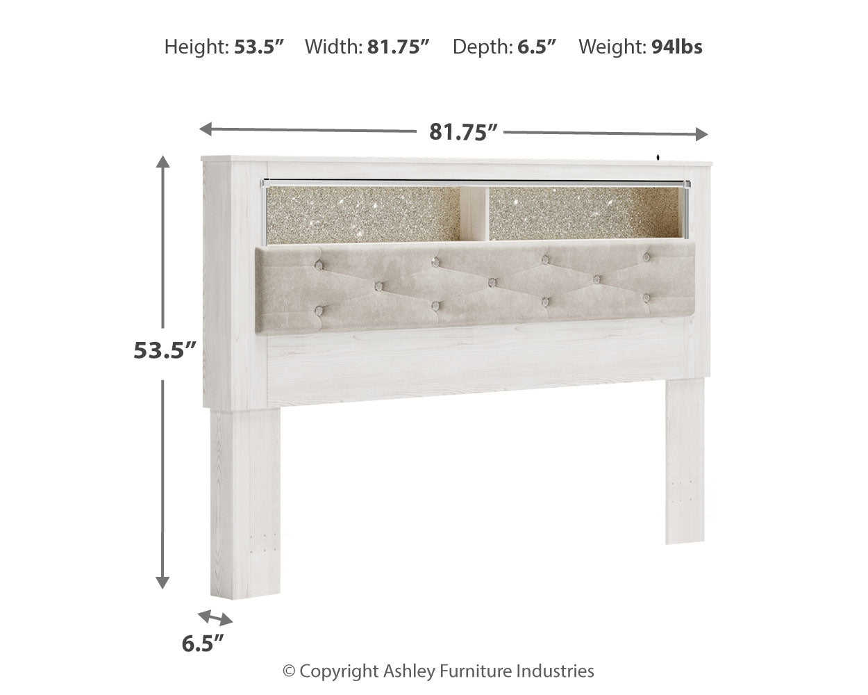 Altyra King Upholstered Panel Bookcase Headboard