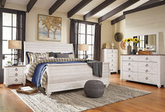 Willowton Sleigh Bedroom Set - Whitewash - MyWaynesHome #