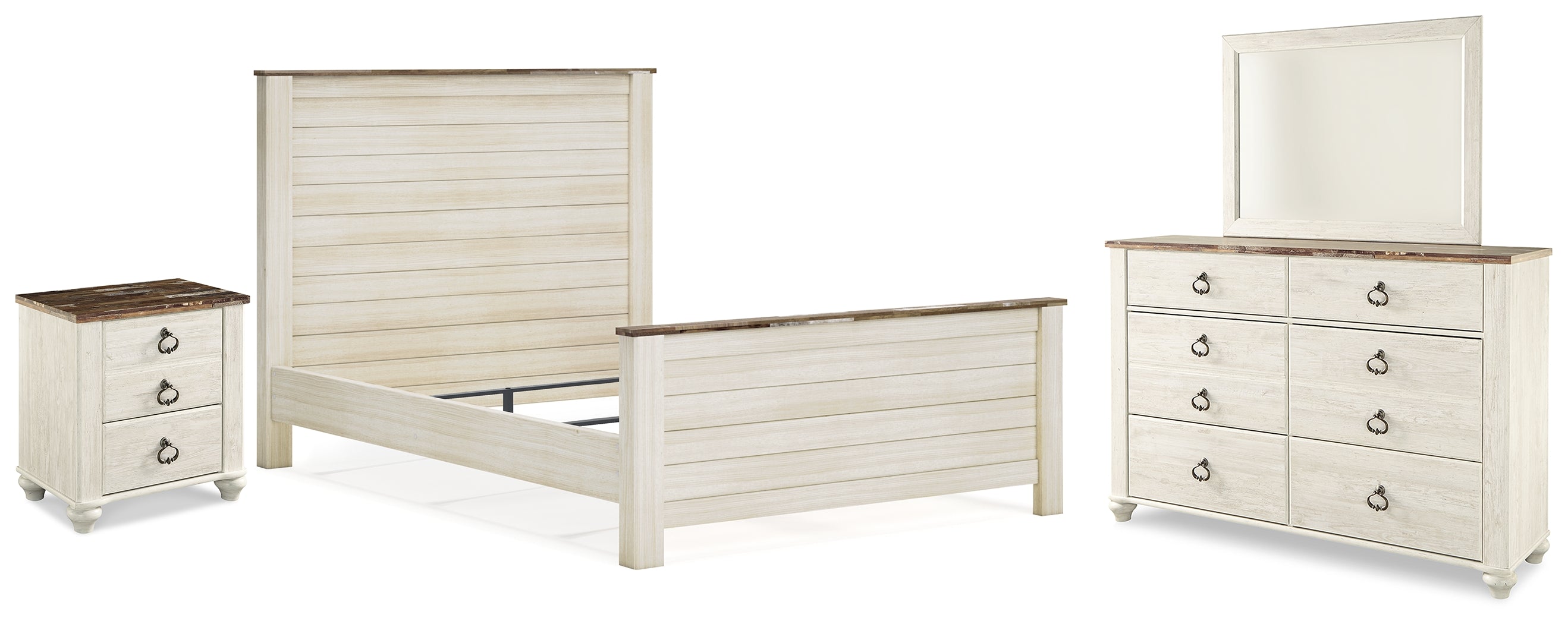 Willowton Queen Panel Bed, Dresser, Mirror, and Nightstand