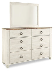 Willowton King Sleigh Bed, Dresser, Mirror and 2 Nightstands