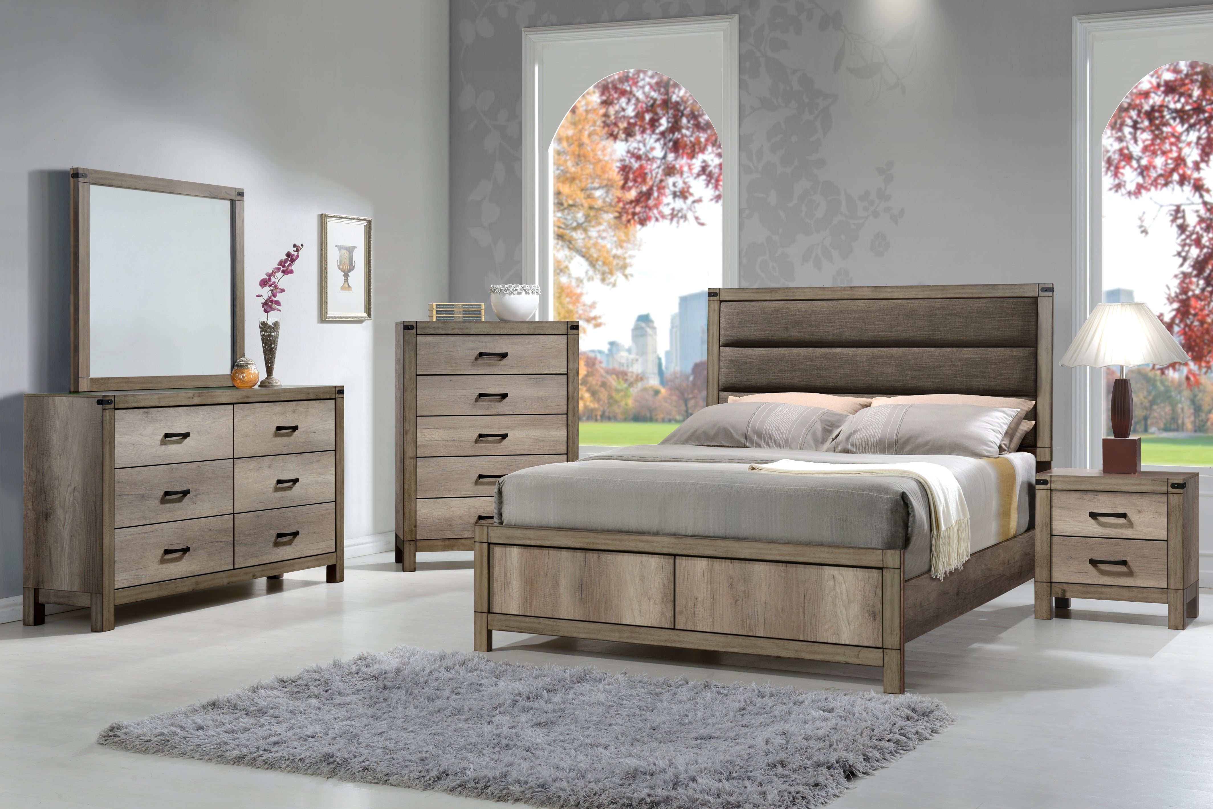 Matteo Melamine Full Upholstered Panel Bed - MyWaynesHome #