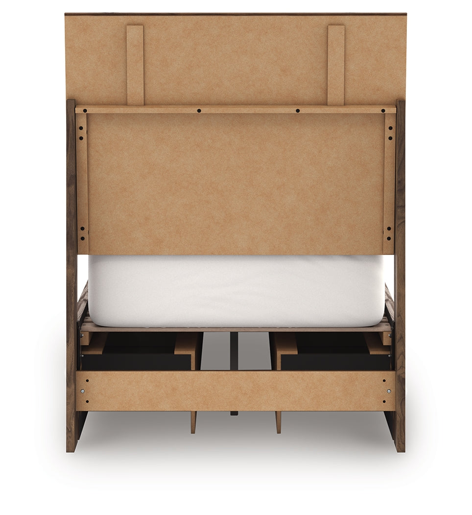Chirason Twin Panel Bed with Storage, Dresser and Mirror