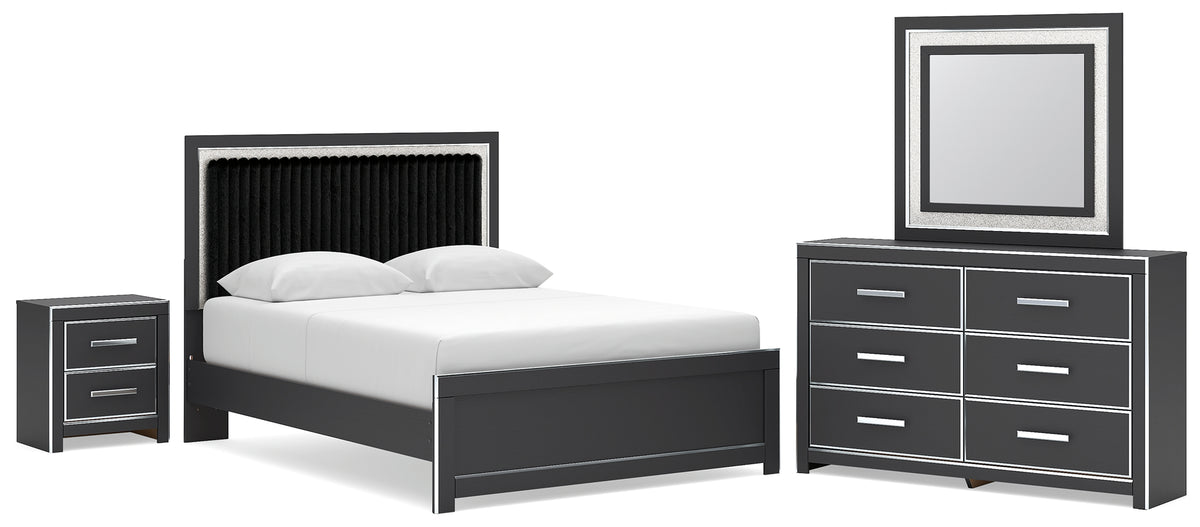 Zuraleus Queen Upholstered Bed, Dresser, Mirror and Nightstand