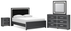 Zuraleus Queen Upholstered Bed, Dresser, Mirror and Nightstand