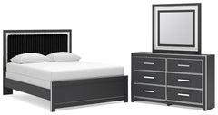 Zuraleus Queen Upholstered Panel Bed, Dresser and Mirror