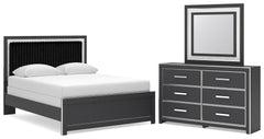 Zuraleus Queen Upholstered Panel Bed, Dresser and Mirror