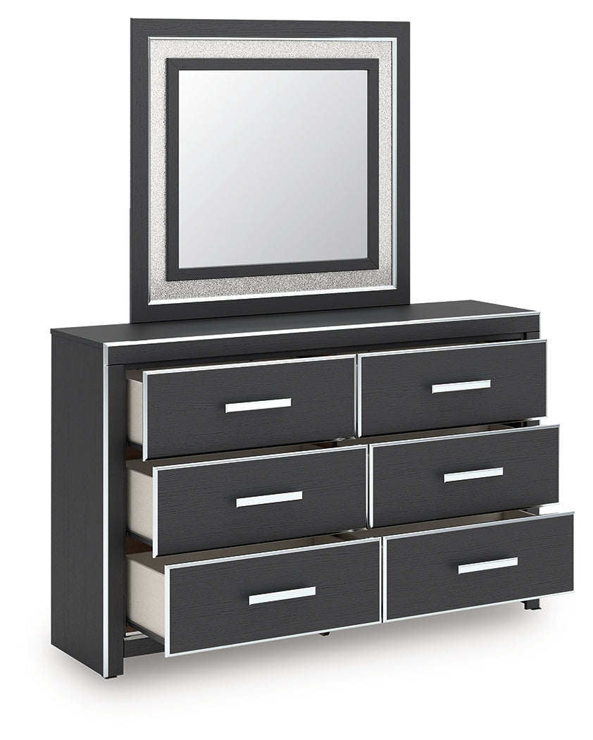 Zuraleus Queen Upholstered Panel Platform Storage Bed, Dresser and Mirror