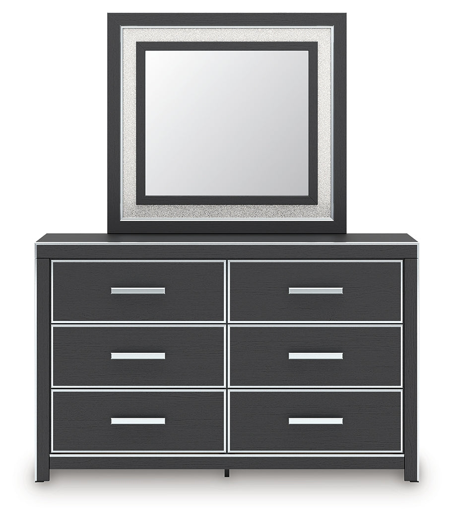 Zuraleus Queen Upholstered Panel Platform Storage Bed, Dresser and Mirror