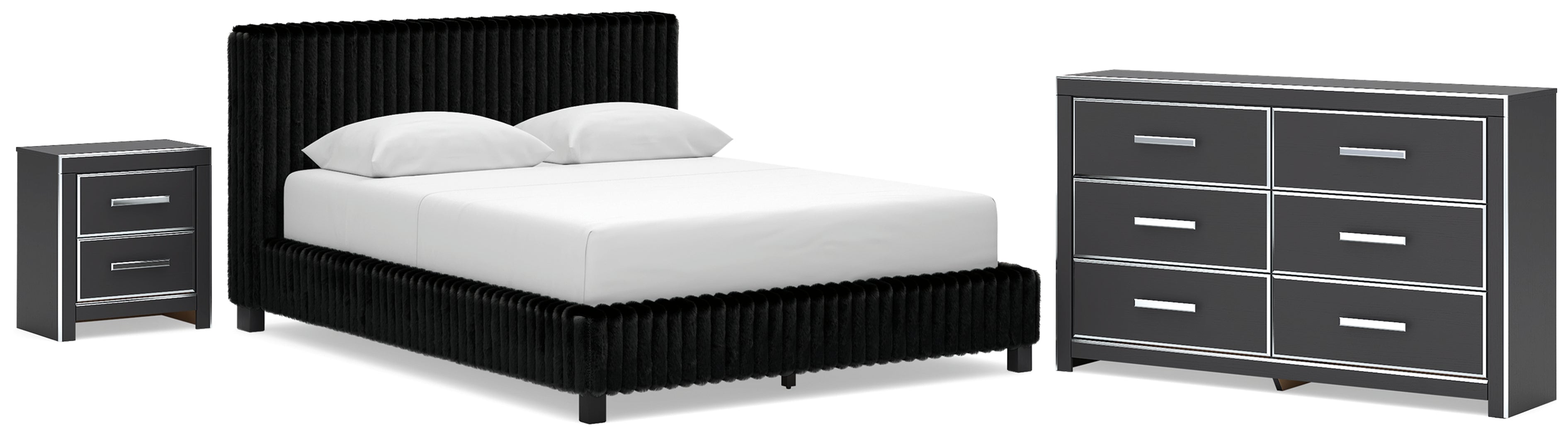 Zuraleus Queen Upholstered Bed, Dresser and Nightstand