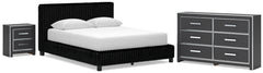 Zuraleus Queen Upholstered Bed, Dresser and Nightstand
