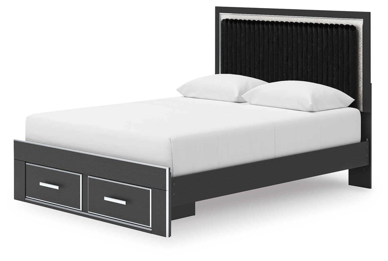 Zuraleus Queen Upholstered Panel Platform Storage Bed, Dresser and Mirror