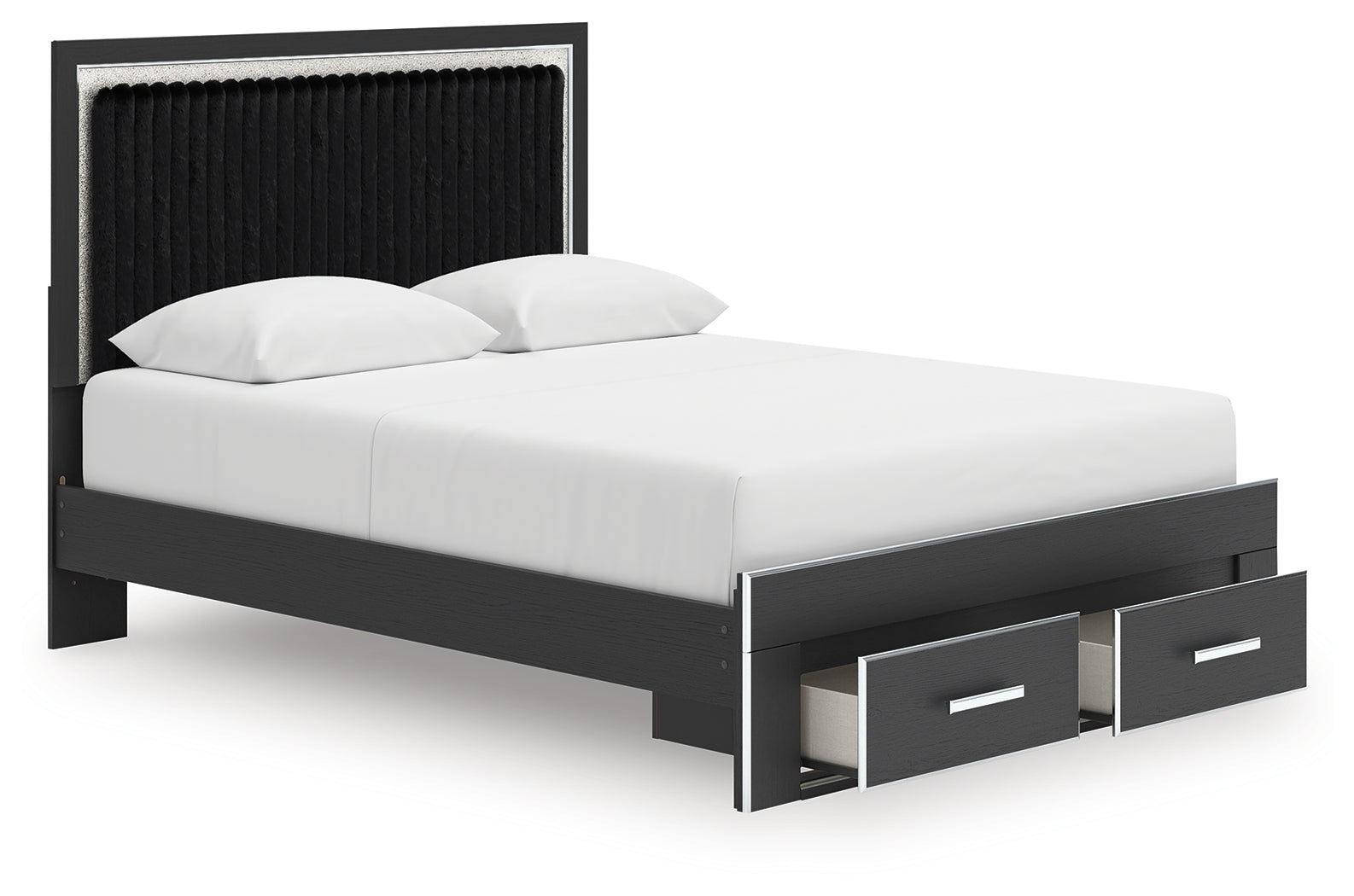 Zuraleus Queen Upholstered Panel Platform Storage Bed, Dresser and Mirror