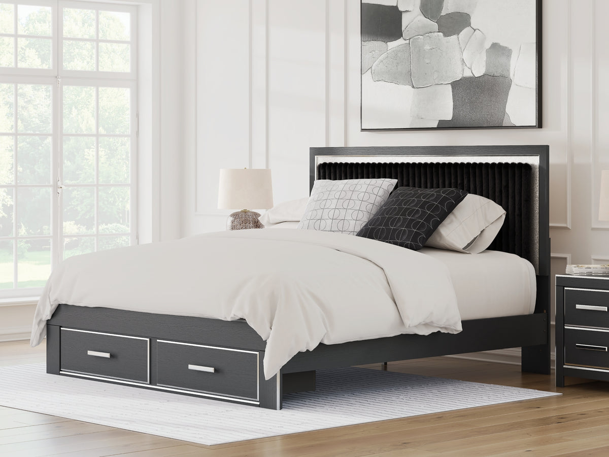 Zuraleus King Upholstered Panel Platform Storage Bed