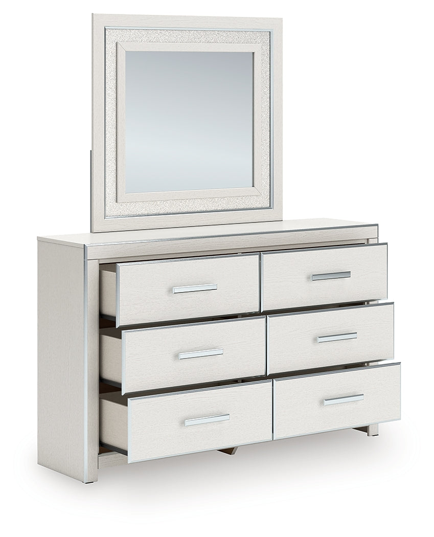 Zuraleus Queen Upholstered Panel Platform Storage Bed, Dresser and Mirror
