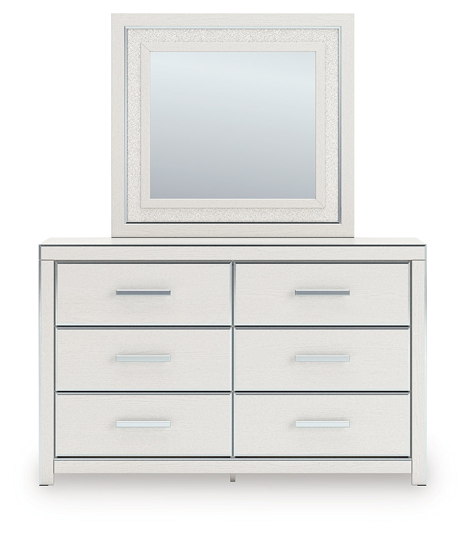 Zuraleus Queen Upholstered Panel Platform Storage Bed, Dresser and Mirror