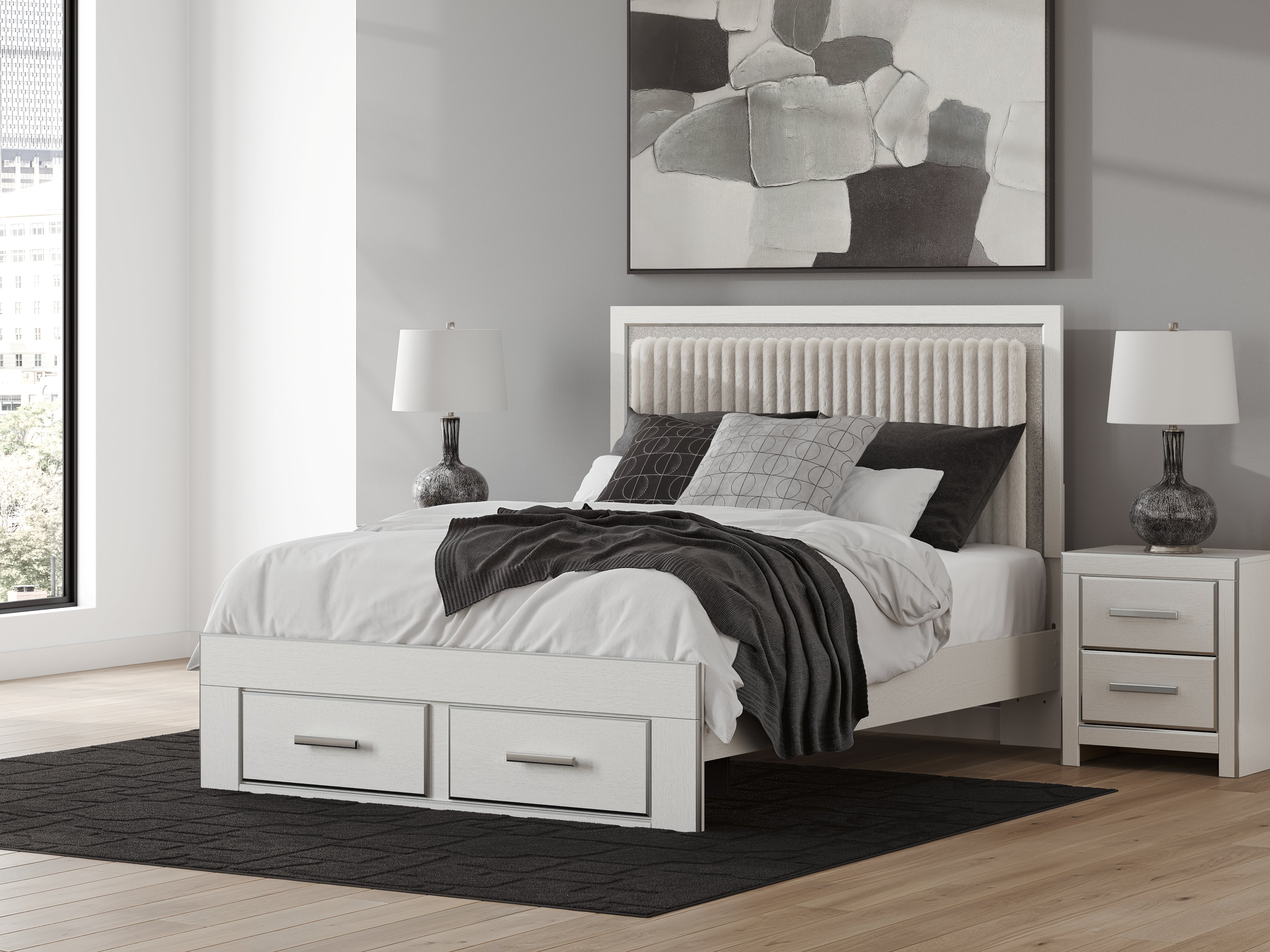 Zuraleus Queen Upholstered Panel Platform Storage Bed