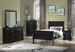 Louis Philip Black Twin Sleigh Bed - MyWaynesHome #
