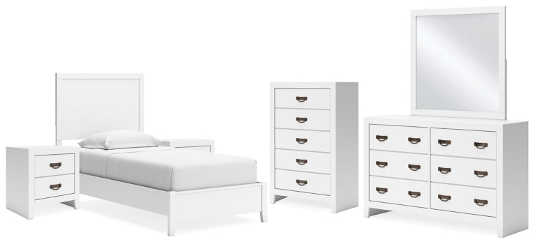 Binterglen Twin Panel Bed, Dresser, Mirror, Chest and 2 Nightstands