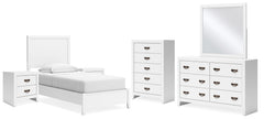 Binterglen Twin Panel Bed, Dresser, Mirror, Chest and 2 Nightstands
