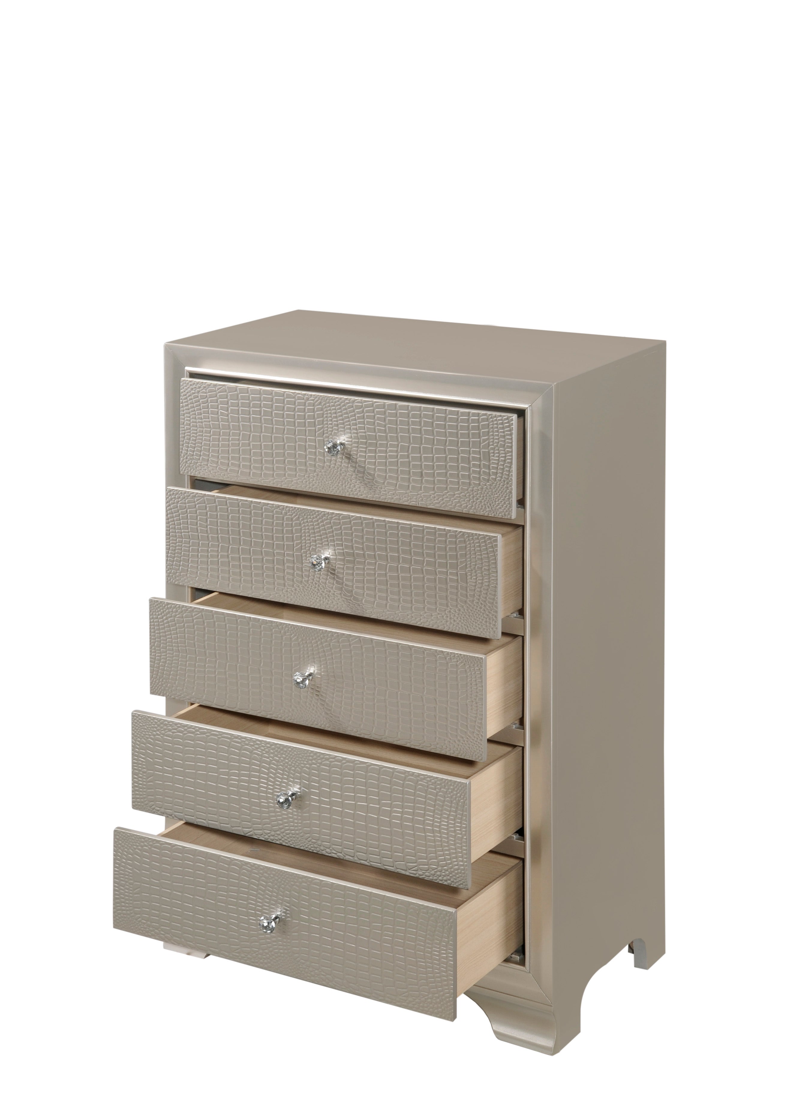 Lyssa Champagne LED Upholstered Panel Bedroom Set - MyWaynesHome #