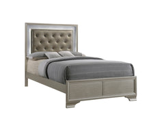 Lyssa Champagne Full LED Upholstered Panel Bed - MyWaynesHome #