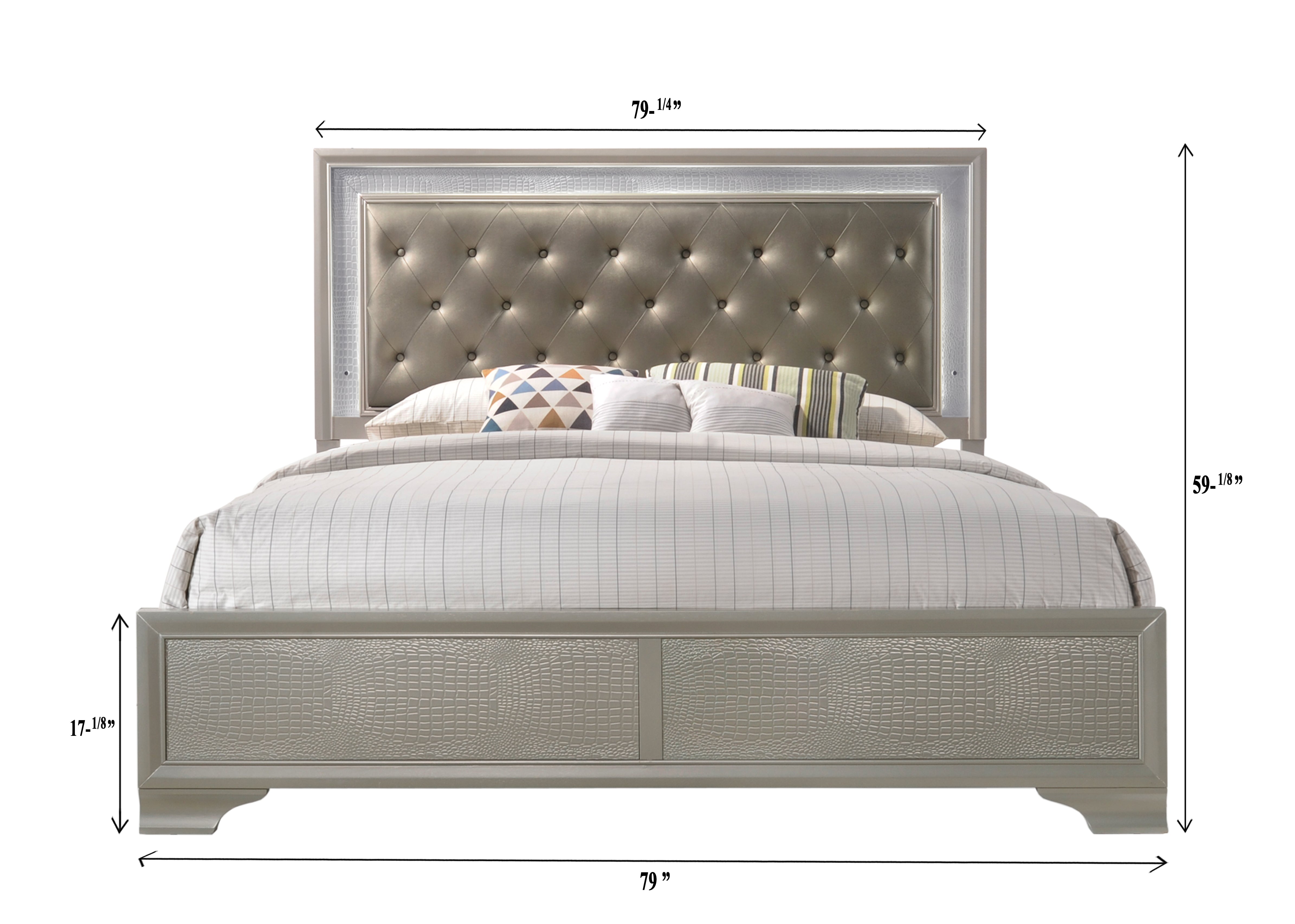 Lyssa Champagne LED Upholstered Panel Bedroom Set - MyWaynesHome #