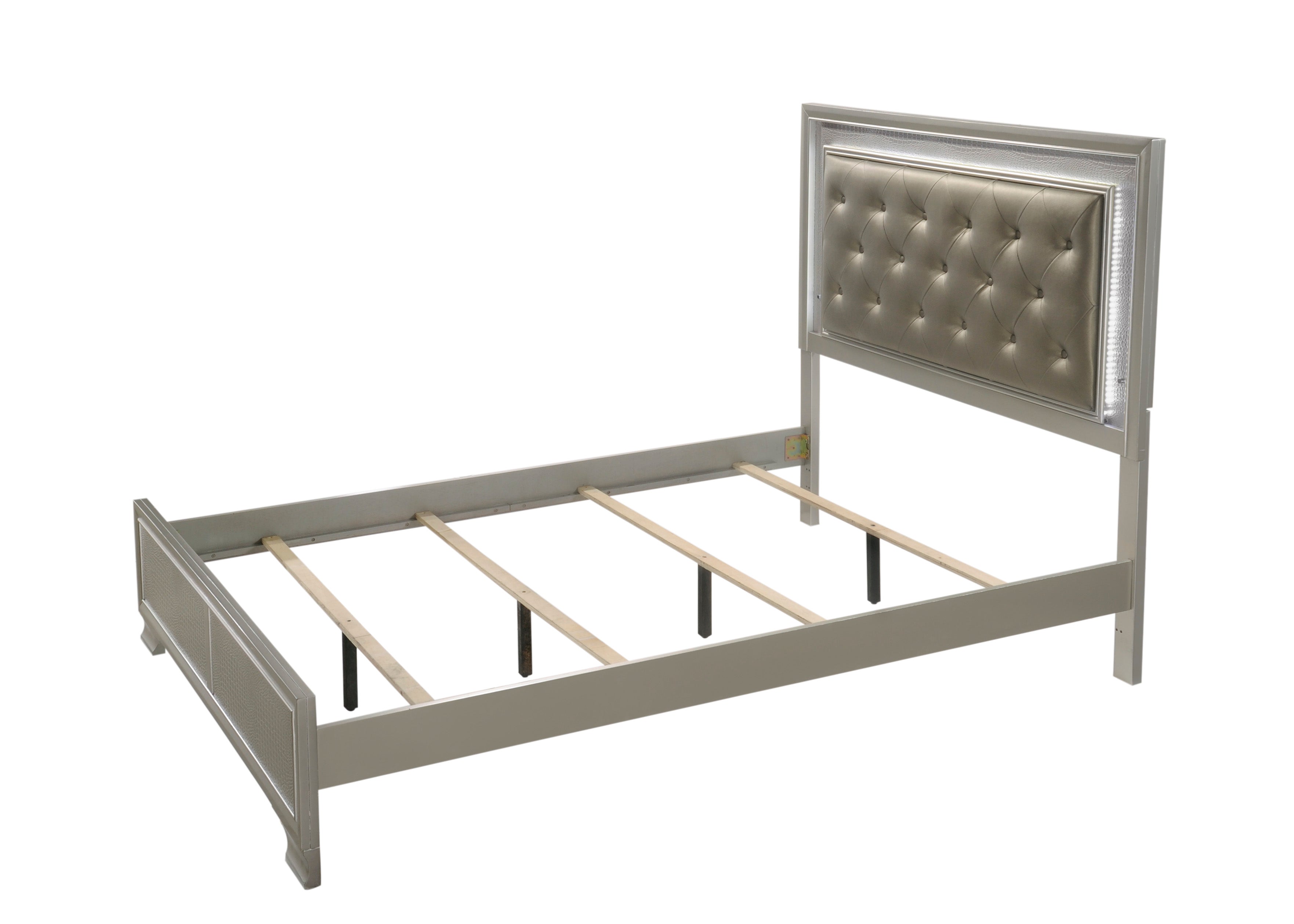 Lyssa Champagne LED Upholstered Panel Bedroom Set - MyWaynesHome #