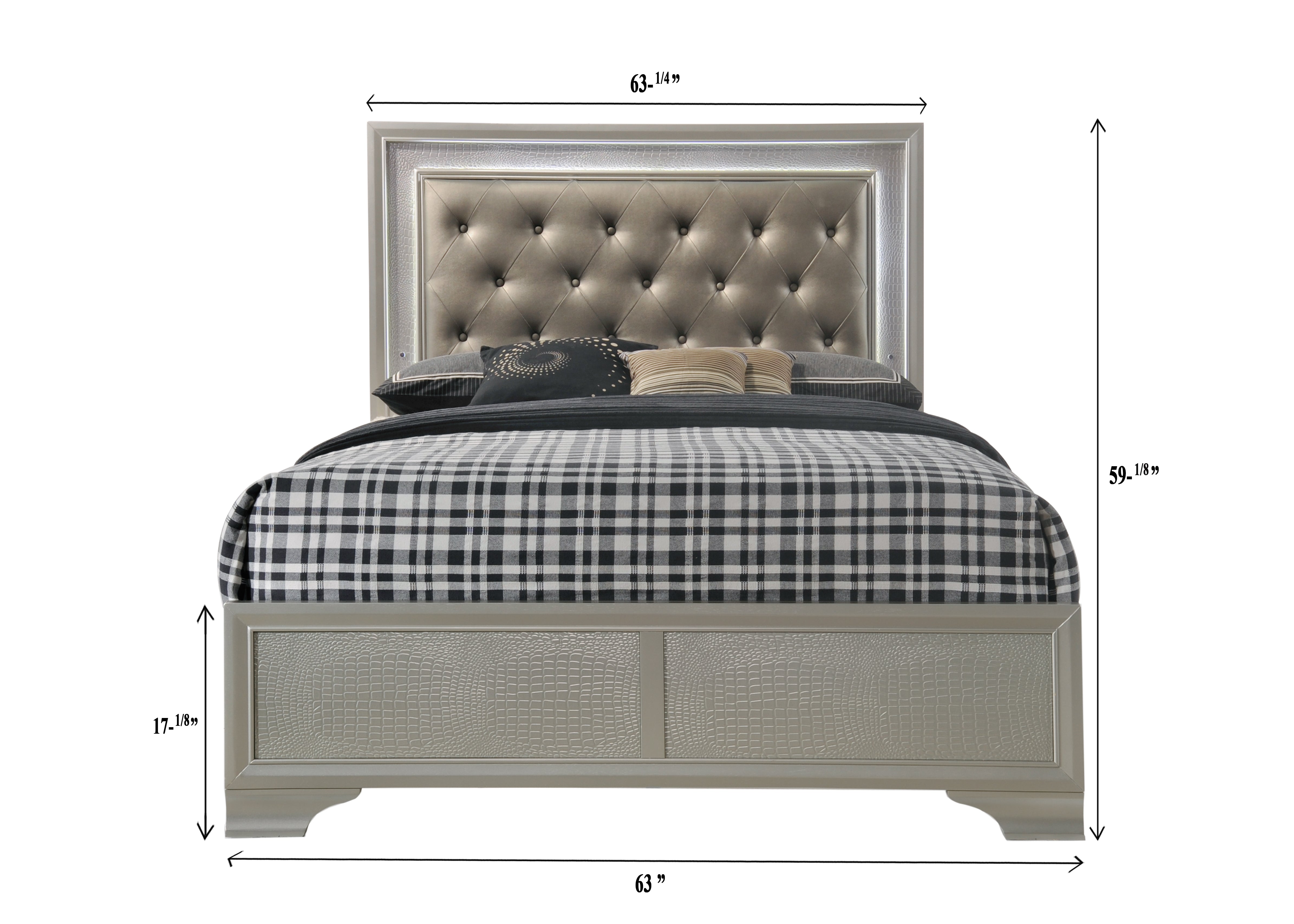Lyssa Champagne LED Upholstered Panel Bedroom Set - MyWaynesHome #