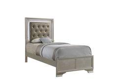 Lyssa Champagne Twin LED Upholstered Panel Bed - MyWaynesHome #