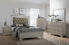 Lyssa Champagne LED Upholstered Panel Bedroom Set - MyWaynesHome #