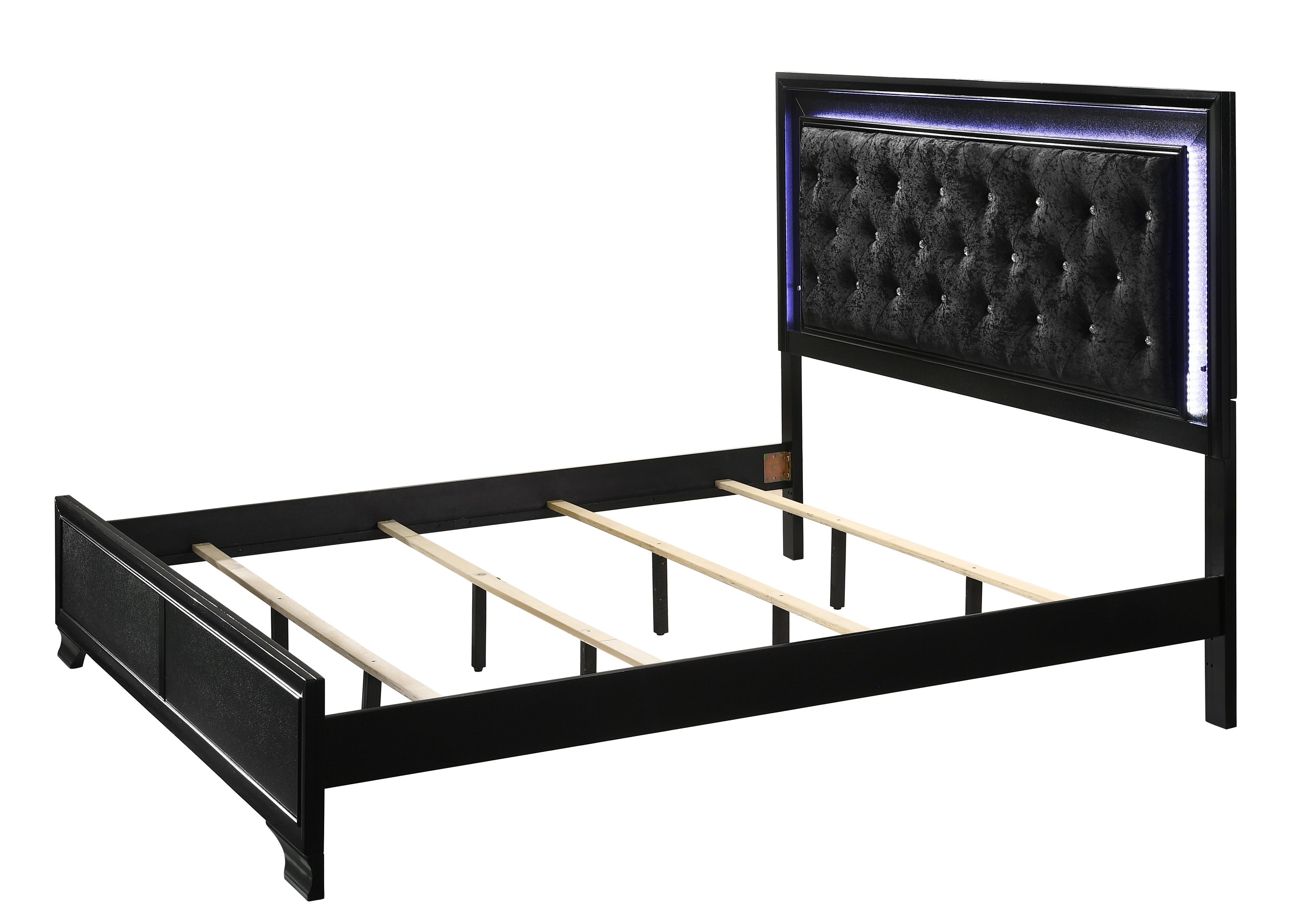 Micah Black LED Upholstered Panel Bedroom Set - MyWaynesHome #