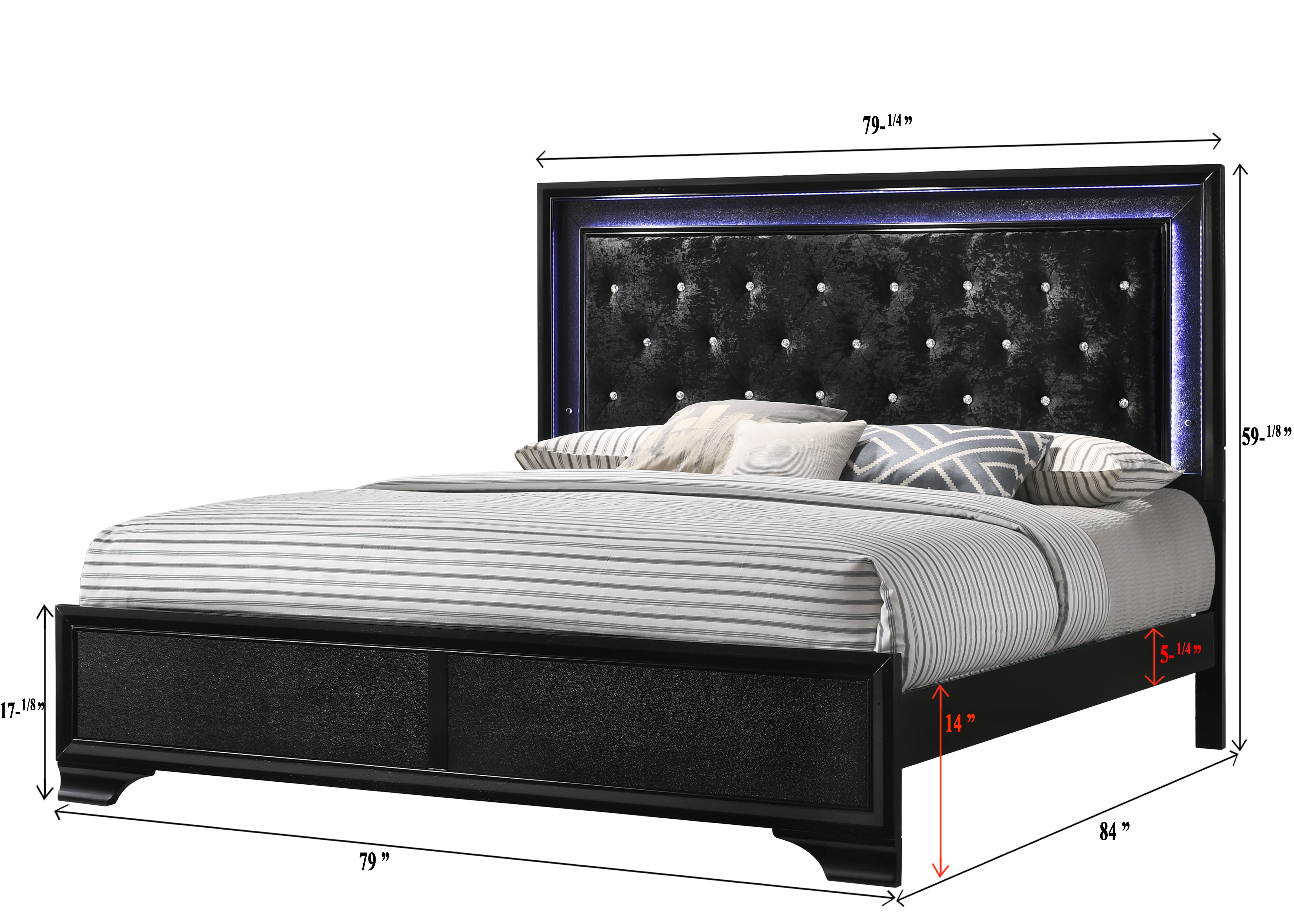 Micah Black LED Upholstered Panel Bedroom Set - MyWaynesHome #