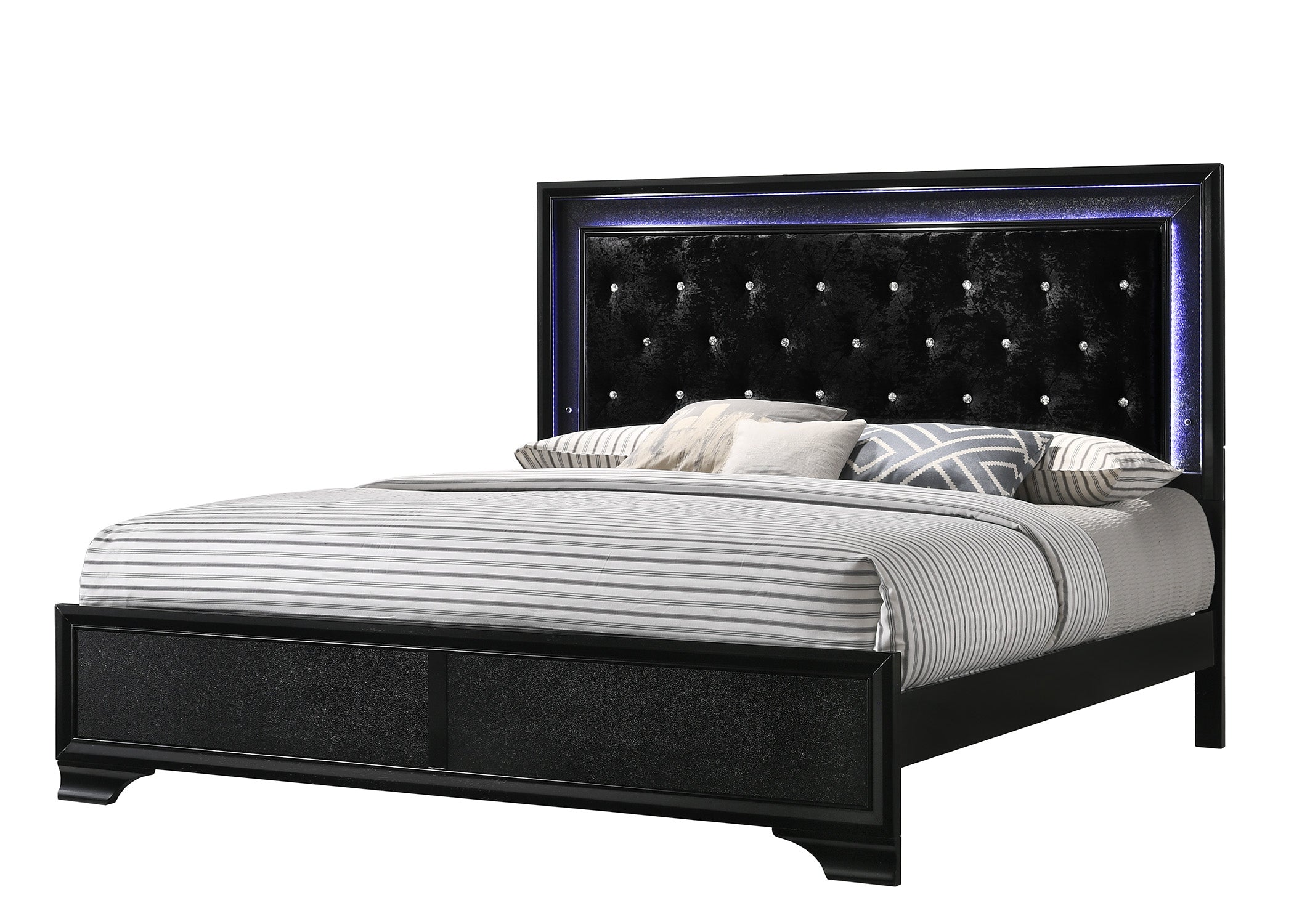 Micah Black LED Upholstered Panel Bedroom Set - MyWaynesHome #