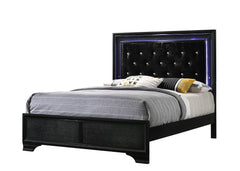 Micah Black LED Upholstered Panel Bedroom Set - MyWaynesHome #