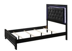 Micah Black Full LED Upholstered Panel Bed - MyWaynesHome #