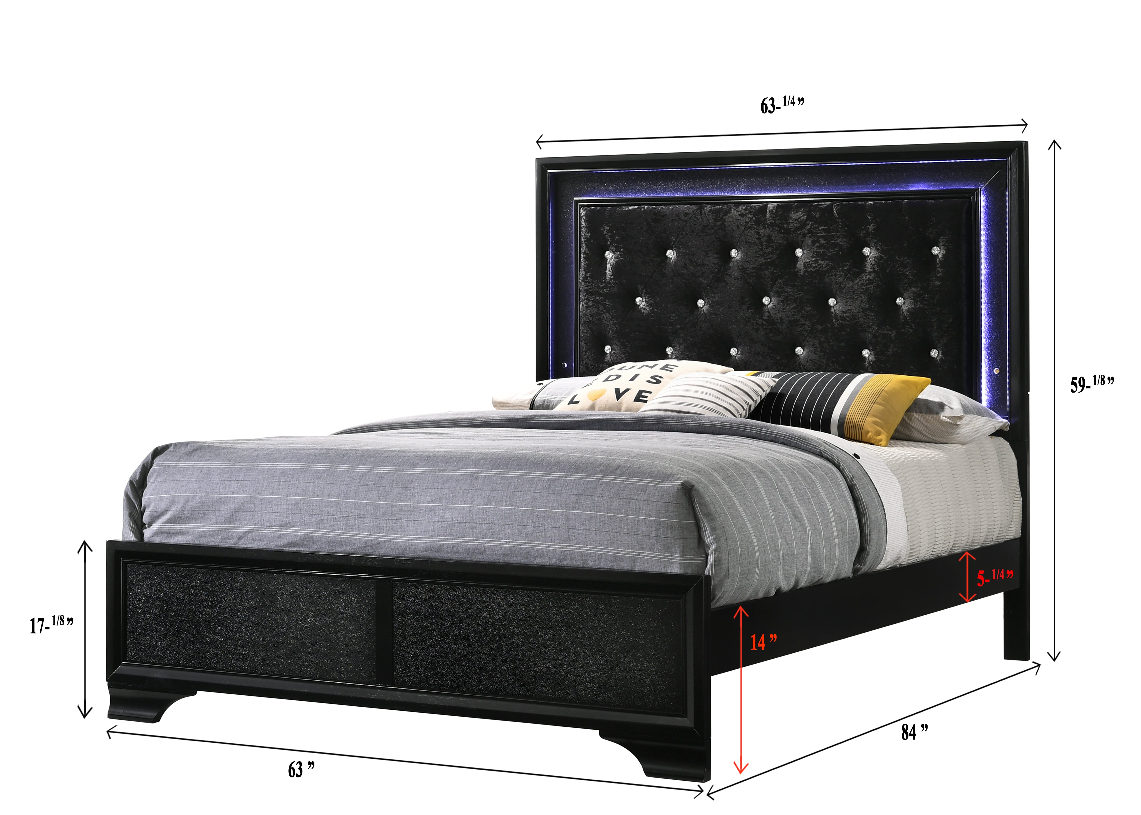 Micah Black LED Upholstered Panel Bedroom Set - MyWaynesHome #