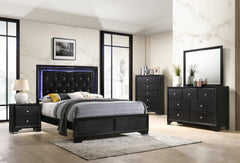 Micah Black LED Upholstered Panel Bedroom Set - MyWaynesHome #