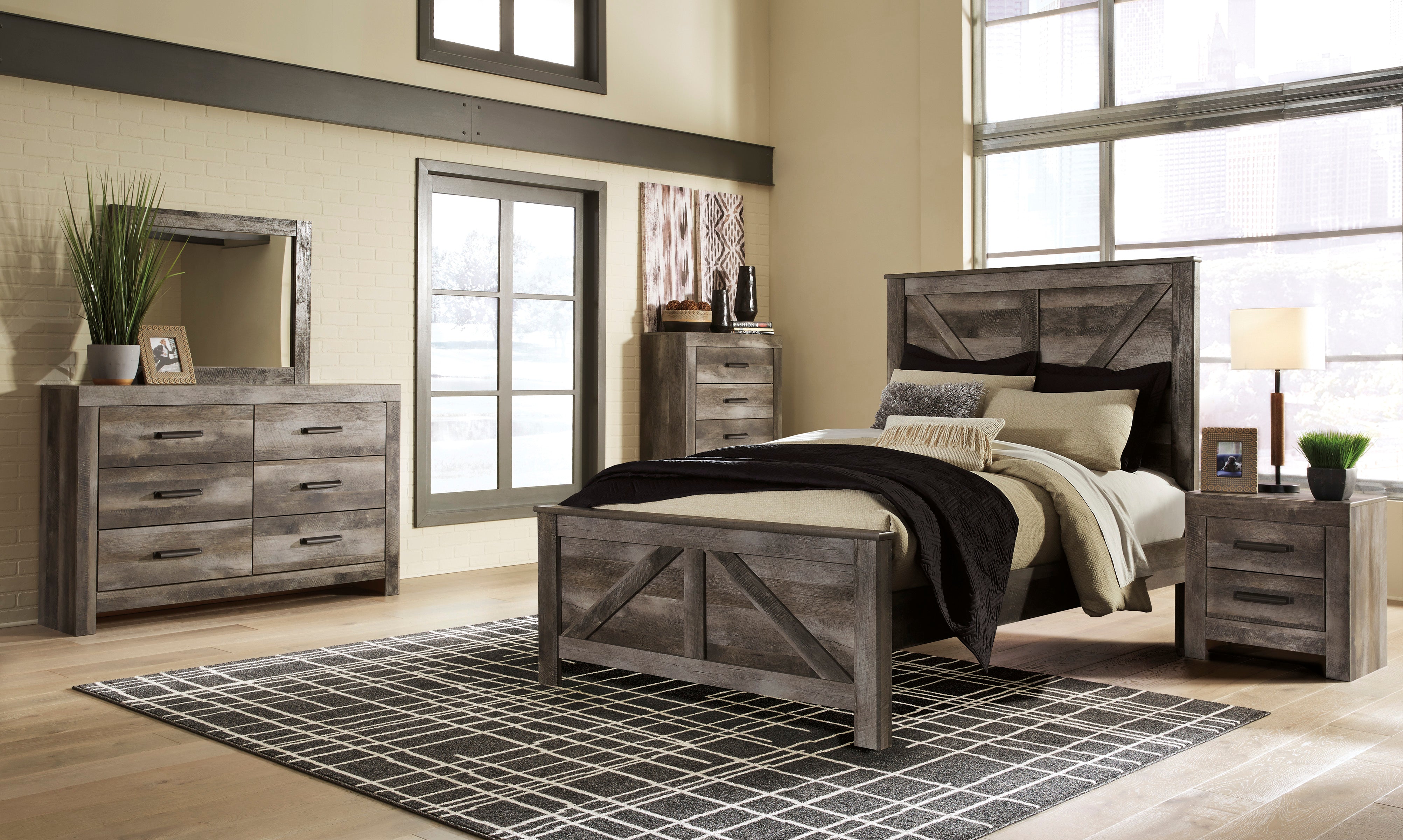 Wynnlow Gray Crossbuck Panel Bedroom Set - MyWaynesHome #