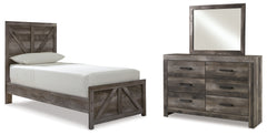 Wynnlow Twin Crossbuck Panel Bed, Dresser and Mirror