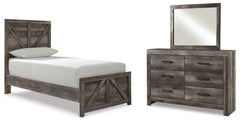 Wynnlow Twin Crossbuck Panel Bed, Dresser and Mirror