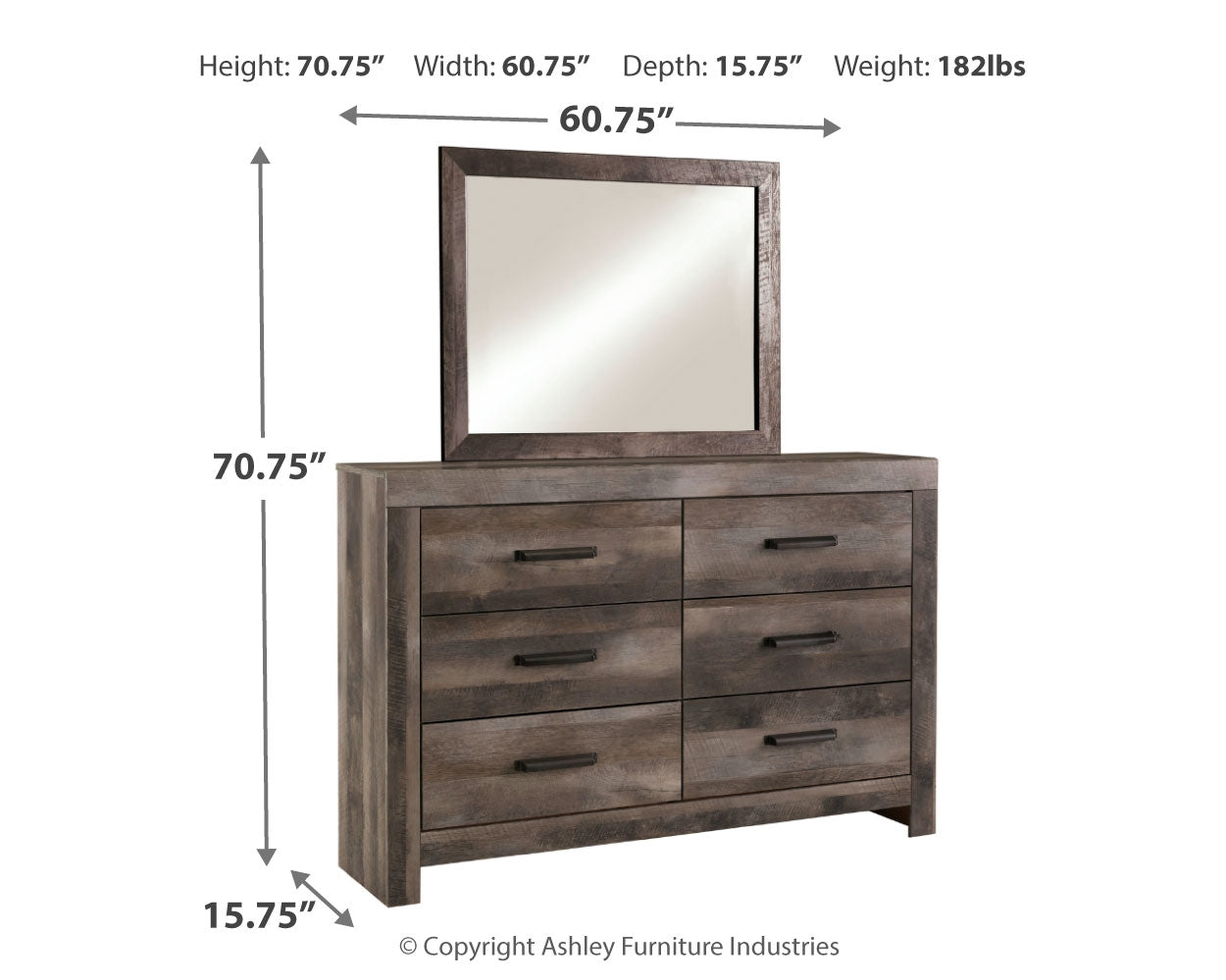 Wynnlow Twin Crossbuck Panel Bed, Dresser and Mirror