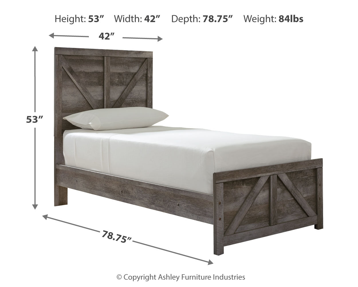 Wynnlow Twin Crossbuck Panel Bed, Dresser and Mirror