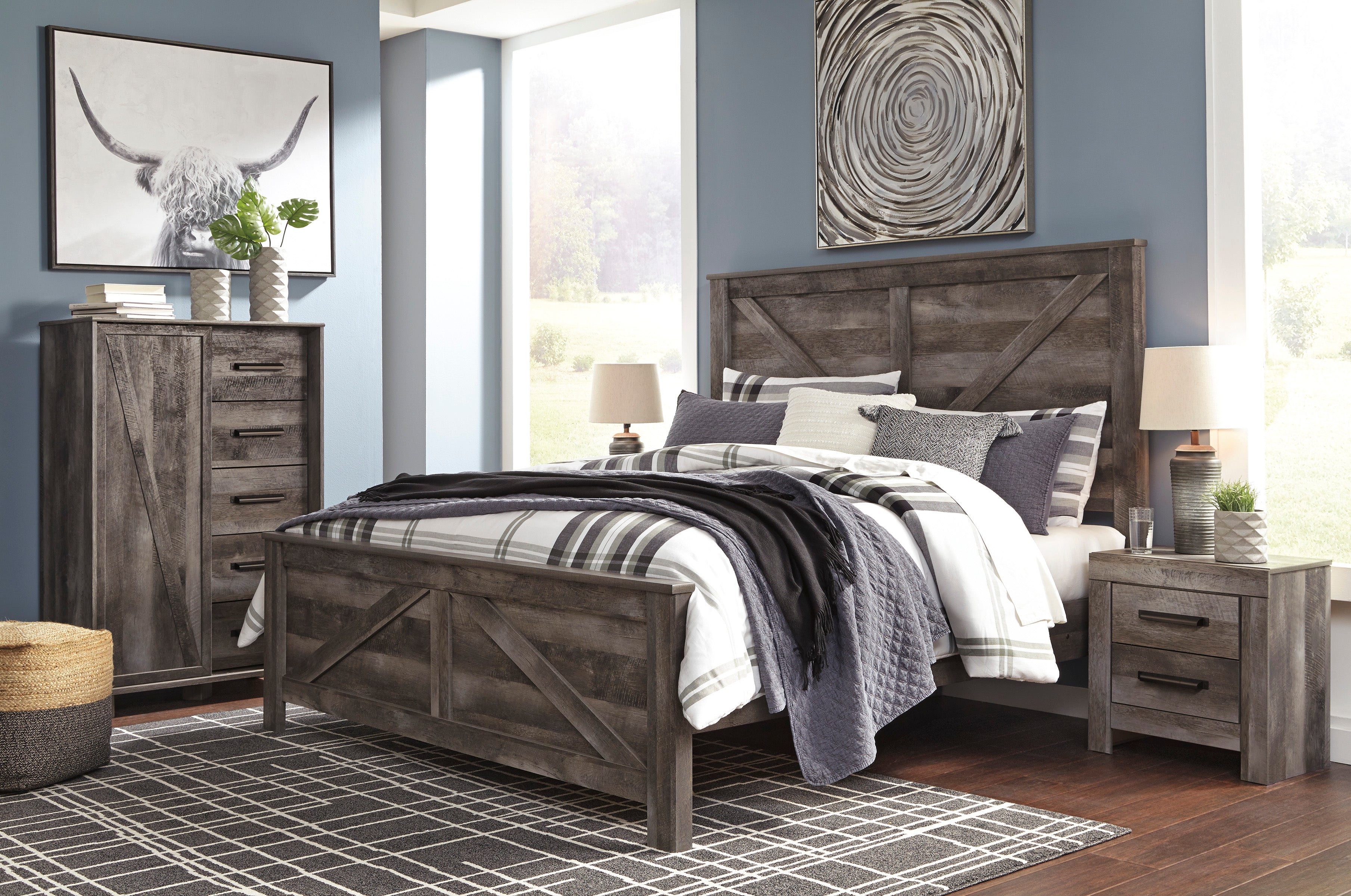 Wynnlow Gray Crossbuck Panel Bedroom Set - MyWaynesHome #