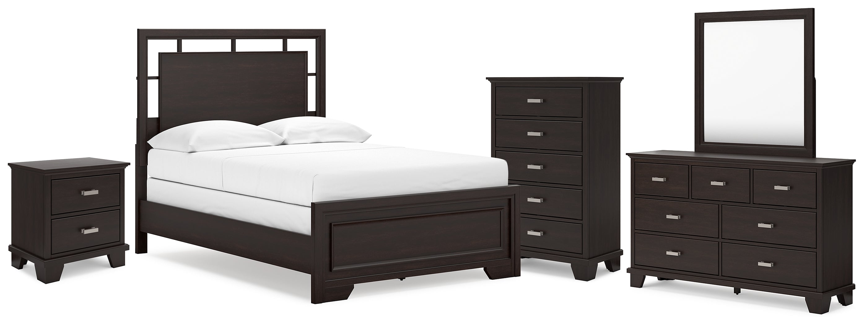 Covetown Full Panel Bed, Dresser, Mirror, Chest and Nightstand